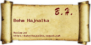 Behm Hajnalka névjegykártya